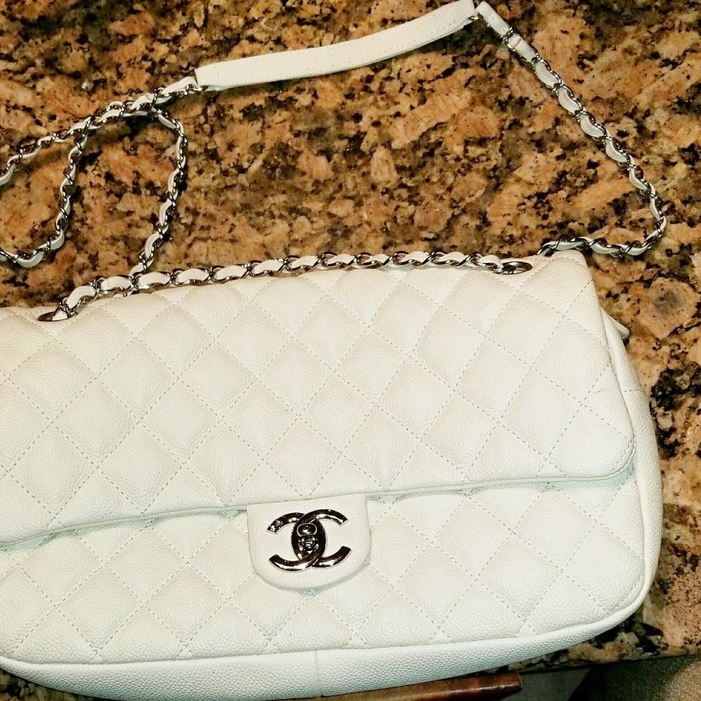 Chanel Off White Quilted Caviar Leather SOLD!